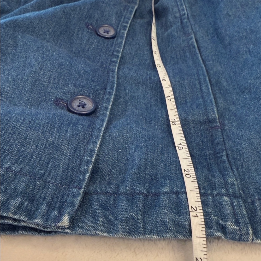 Talbots Cotton Denim Jeans Jacket double button up notched collar pockets SZ SM - Picture 9 of 11
